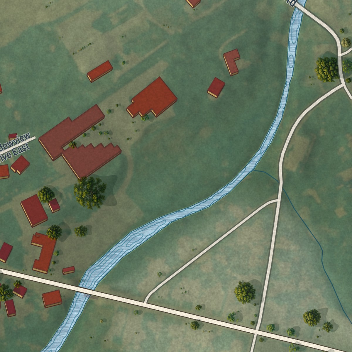 Second close-up of the map of Soudersburg, Pennsylvania print showing more streets and buildings