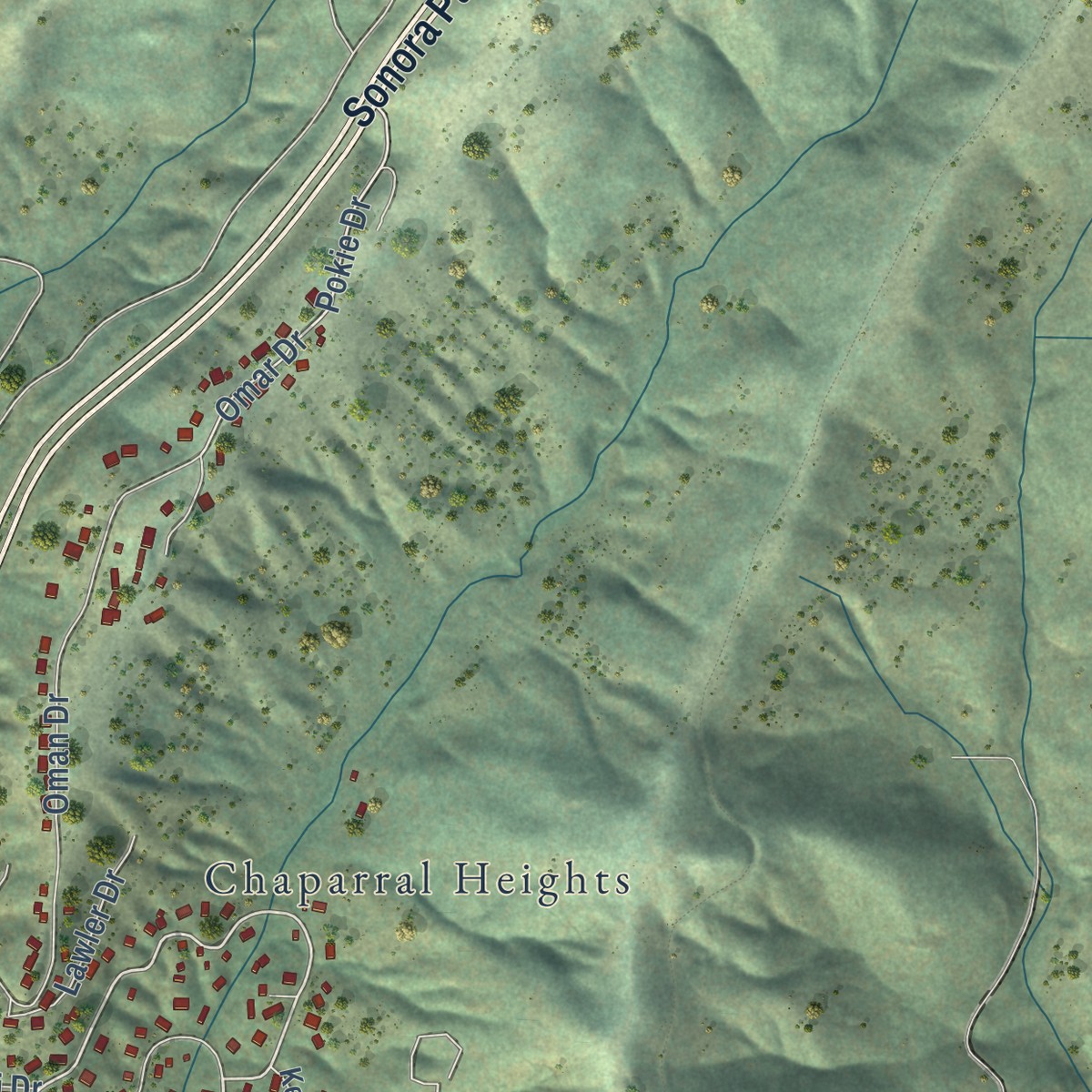 Second close-up of the map of Soulsbyville, California print showing more streets and buildings