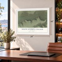 South Acomita Village, New Mexico map, 18 x 24 inch print in a white frame in a home office
