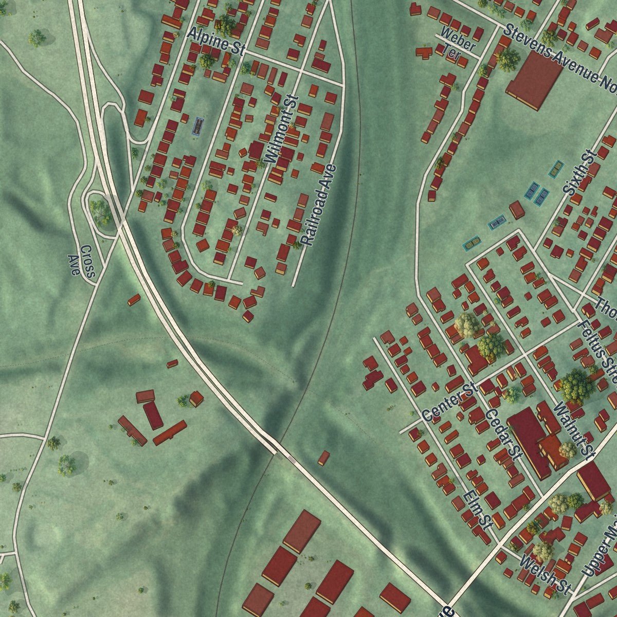 Second close-up of the map of South Amboy, New Jersey print showing more streets and buildings