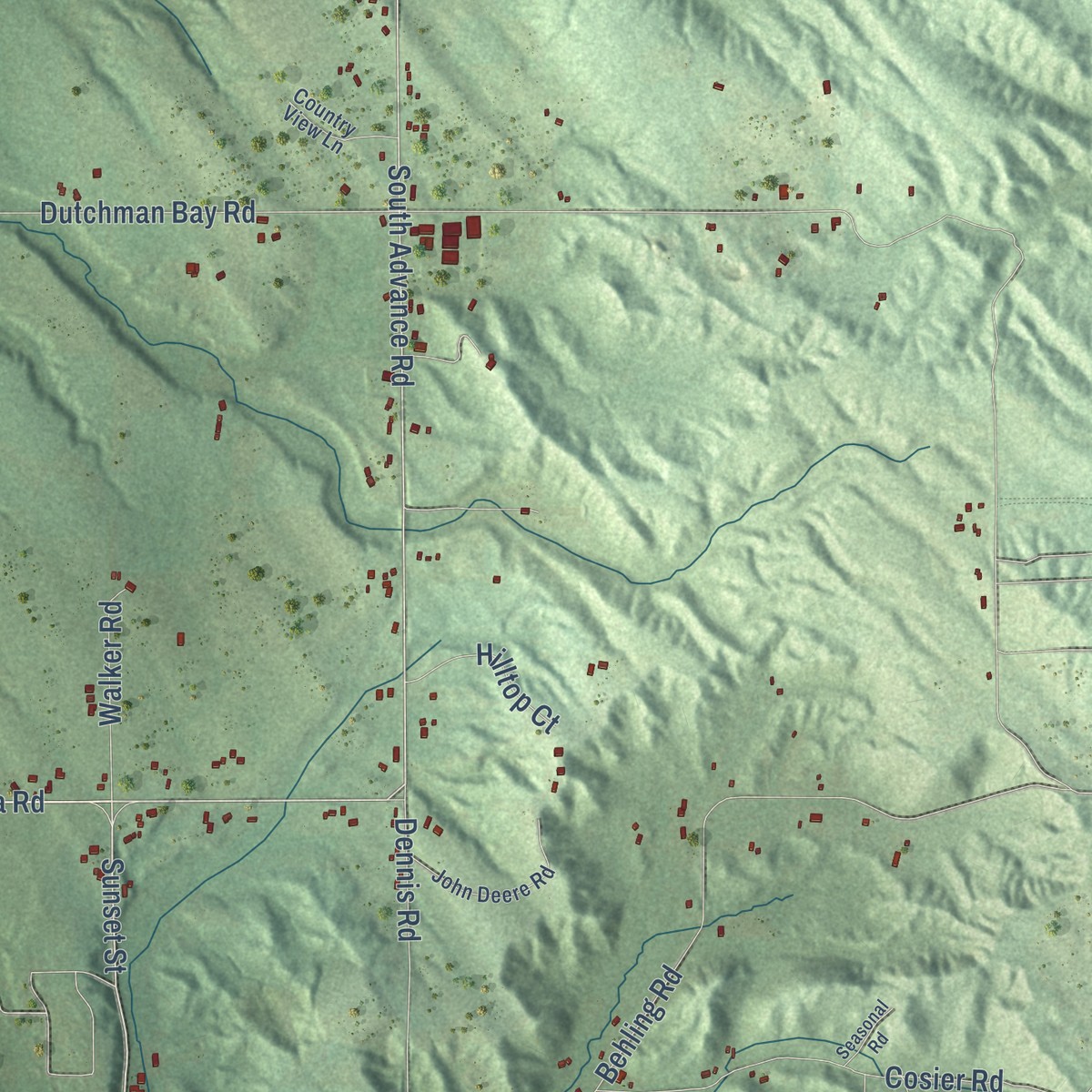 Second close-up of the map of South Arm, Michigan print showing more streets and buildings