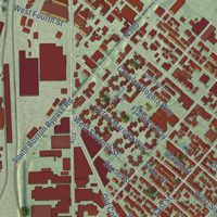 Second close-up of the map of South Boston, Massachusetts print showing more streets and buildings