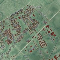 Second close-up of the map of South Brunswick, New Jersey print showing more streets and buildings
