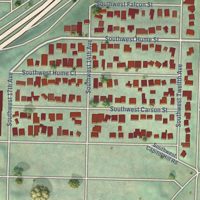 Second close-up of the map of South Burlingame, Oregon print showing more streets and buildings