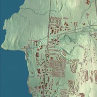 Close-up of the map of South Burlington, Vermont print showing terrain and local geography