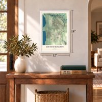 South Burlington, Vermont map, 12 x 18 inch print in a white frame in an entryway