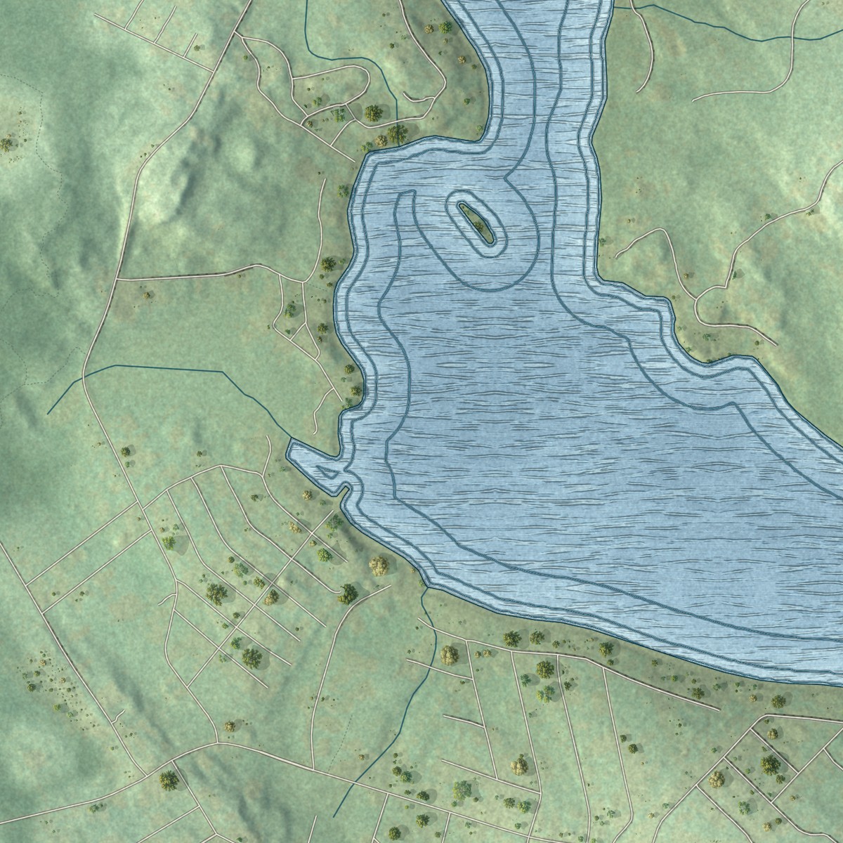 Second close-up of the map of South Coventry, Connecticut print showing more streets and buildings