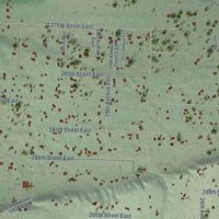 Second close-up of the map of South Creek, Washington print showing more streets and buildings