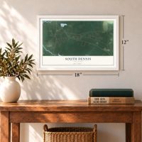 South Dennis, New Jersey map, 12 x 18 inch print in a white frame in an entryway