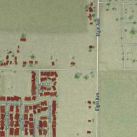 Second close-up of the map of South Dos Palos, California print showing more streets and buildings
