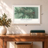 South Fairmount, Ohio map, 12 x 18 inch print in a white frame in an entryway