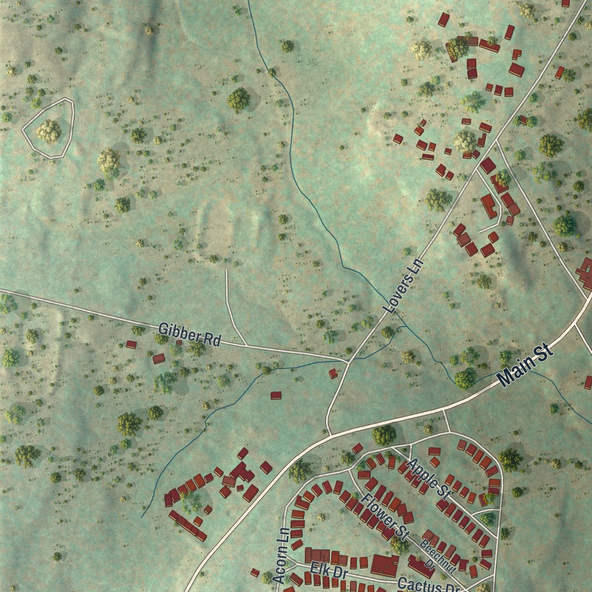 Second close-up of the map of South Fallsburg, New York print showing more streets and buildings