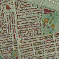 Second close-up of the map of South Farmingdale, New York print showing more streets and buildings
