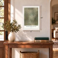 South Fork Estates, Texas map, 12 x 18 inch print in a white frame in an entryway