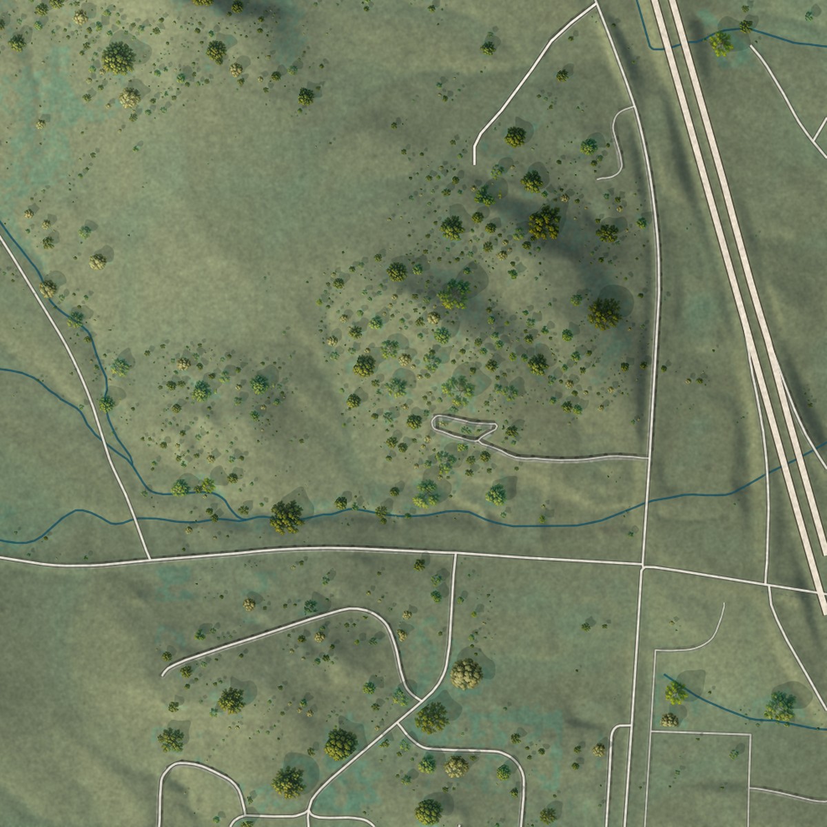 Second close-up of the map of South Hills, Montana print showing more streets and buildings