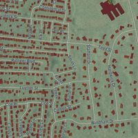 Second close-up of the map of South Huntington, New York print showing more streets and buildings