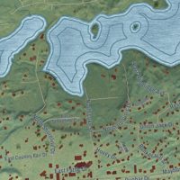 Second close-up of the map of South Lakes, Alaska print showing more streets and buildings