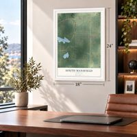 South Mansfield, Louisiana map, 18 x 24 inch print in a white frame in a home office