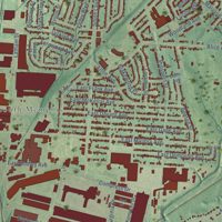 Second close-up of the map of South Memphis, Tennessee print showing more streets and buildings