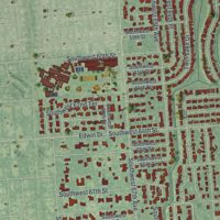 Second close-up of the map of South Miami, Florida print showing more streets and buildings