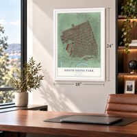 South Ozone Park, New York map, 18 x 24 inch print in a white frame in a home office