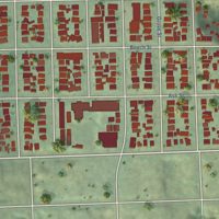 Second close-up of the map of South Park, California print showing more streets and buildings