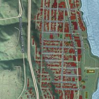 Second close-up of the map of South Portland, Oregon print showing more streets and buildings