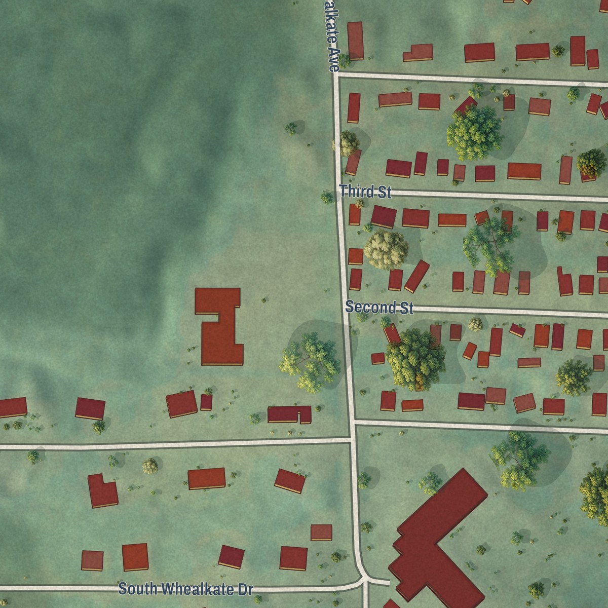 Second close-up of the map of South Range, Michigan print showing more streets and buildings