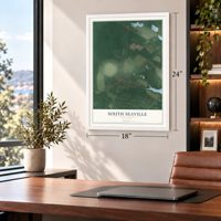 South Seaville, New Jersey map, 18 x 24 inch print in a white frame in a home office