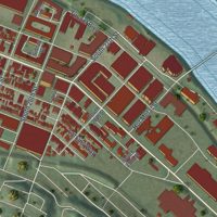 Second close-up of the map of South Side Flats, Pennsylvania print showing more streets and buildings