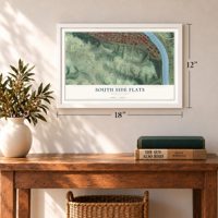 South Side Flats, Pennsylvania map, 12 x 18 inch print in a white frame in an entryway
