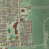 Second close-up of the map of South Sioux City, Nebraska print showing more streets and buildings