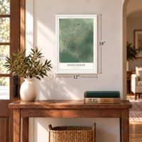 South Sumter, South Carolina map, 12 x 18 inch print in a white frame in an entryway