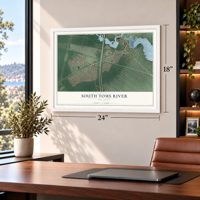 South Toms River, New Jersey map, 18 x 24 inch print in a white frame in a home office
