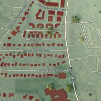 Second close-up of the map of South Tuxedo Park, Georgia print showing more streets and buildings