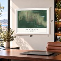 South Vacherie, Louisiana map, 18 x 24 inch print in a white frame in a home office