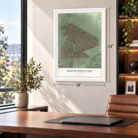 South Whittier, California map, 18 x 24 inch print in a white frame in a home office