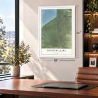 South Willard, Utah map, 18 x 24 inch print in a white frame in a home office