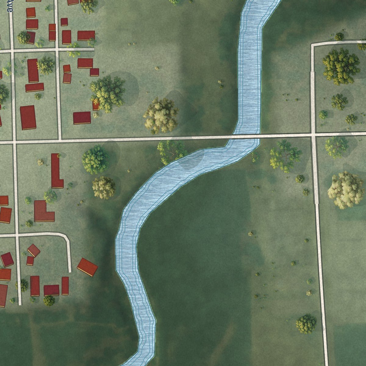 Second close-up of the map of South Wilmington, Illinois print showing more streets and buildings