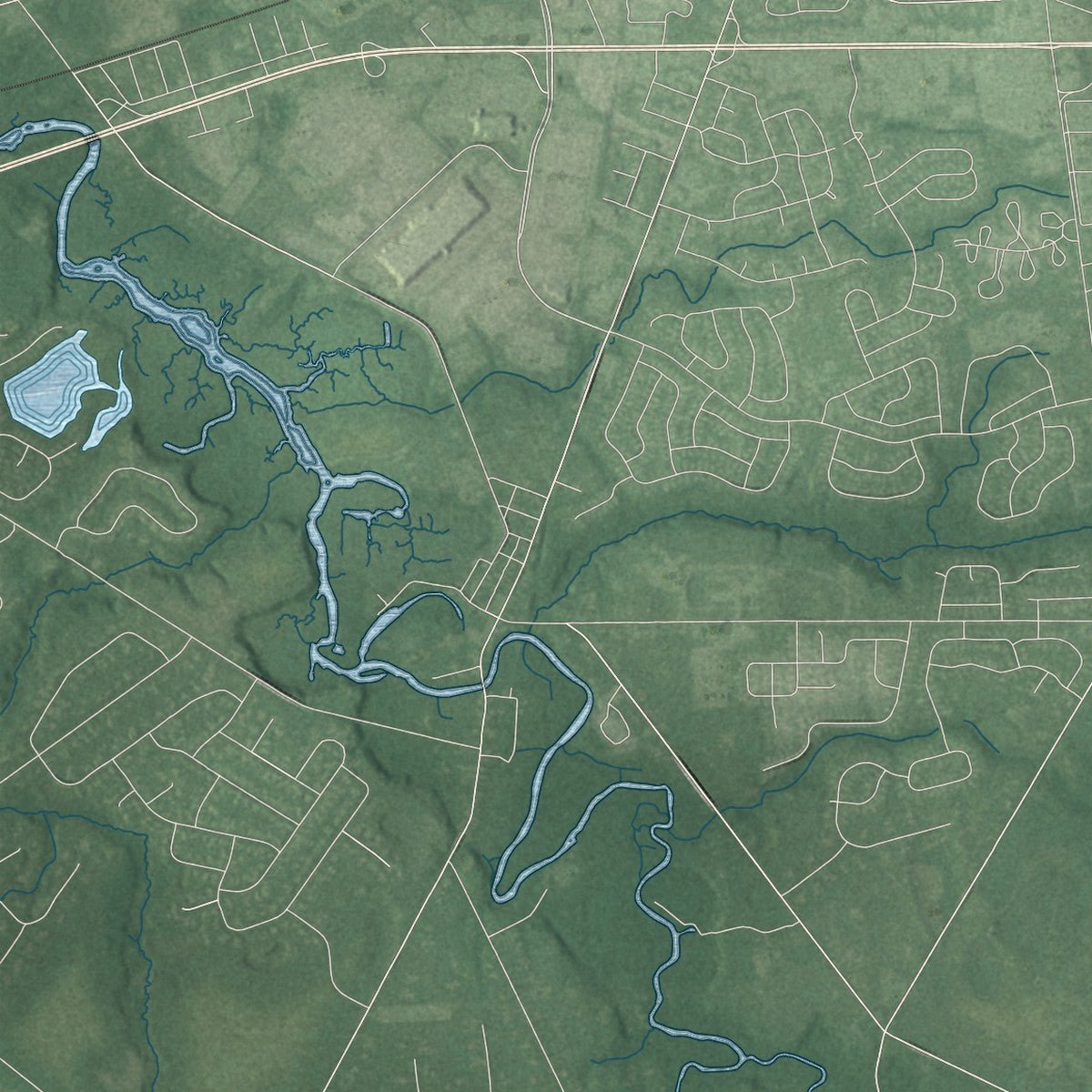 Second close-up of the map of Southampton, New Jersey print showing more streets and buildings