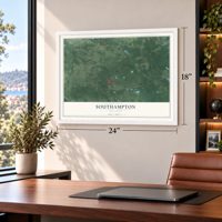 Southampton, New Jersey map, 18 x 24 inch print in a white frame in a home office