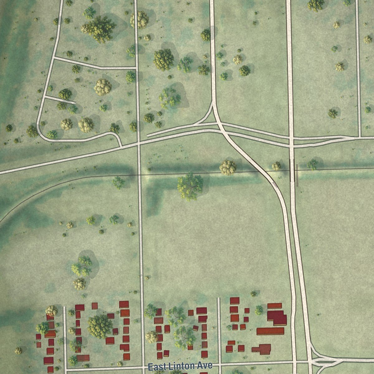 Second close-up of the map of Southern View, Illinois print showing more streets and buildings