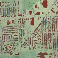 Second close-up of the map of Southgate, Michigan print showing more streets and buildings