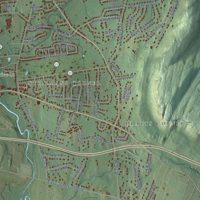 Second close-up of the map of Southington, Connecticut print showing more streets and buildings