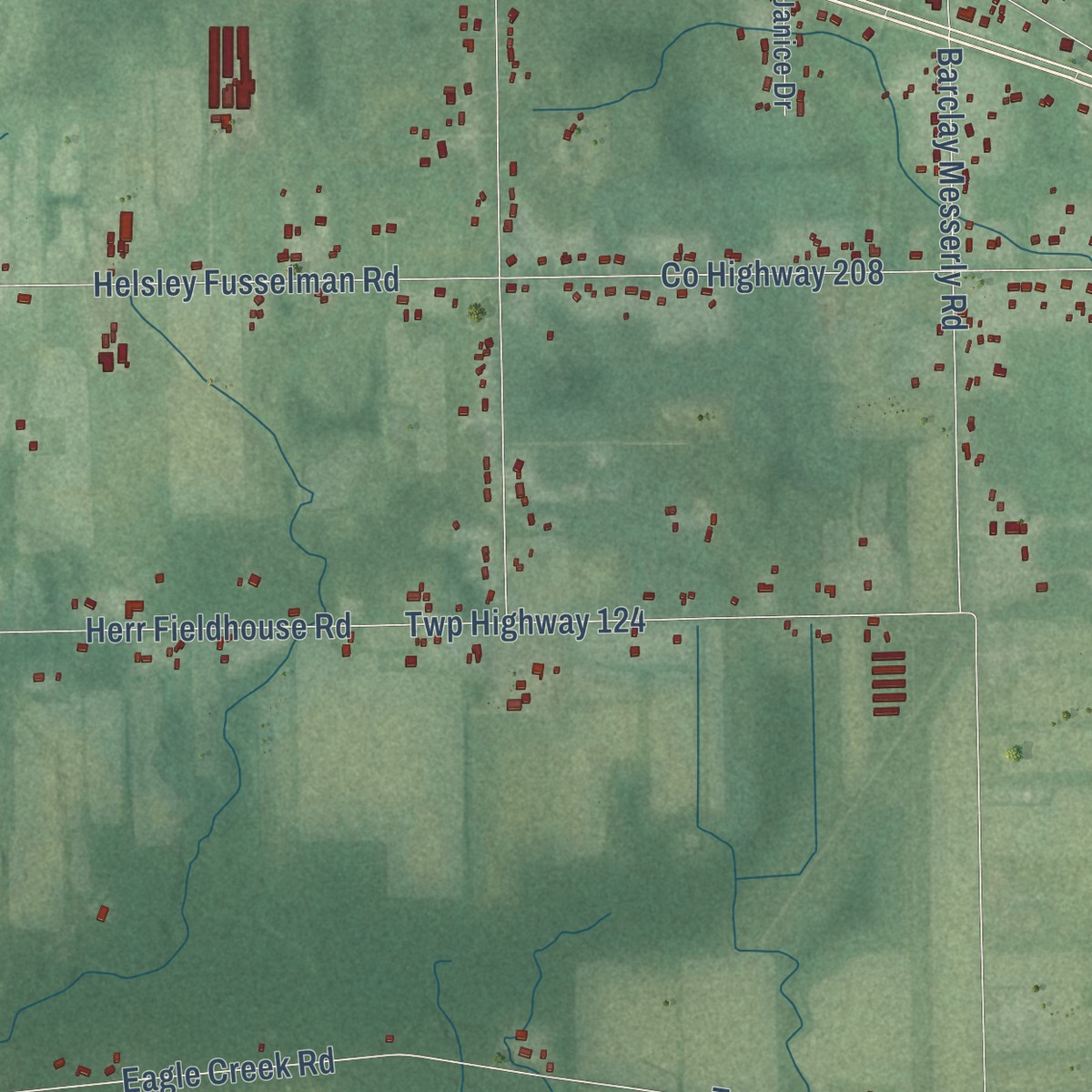 Second close-up of the map of Southington, Ohio print showing more streets and buildings