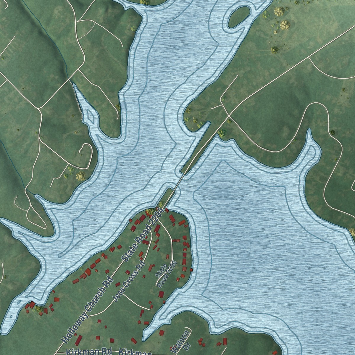 Second close-up of the map of Southmont, North Carolina print showing more streets and buildings