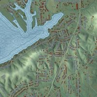 Second close-up of the map of Southside, Alabama print showing more streets and buildings