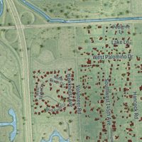 Second close-up of the map of Southwest Ranches, Florida print showing more streets and buildings