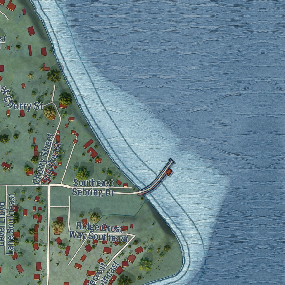 Second close-up of the map of Southworth, Washington print showing more streets and buildings