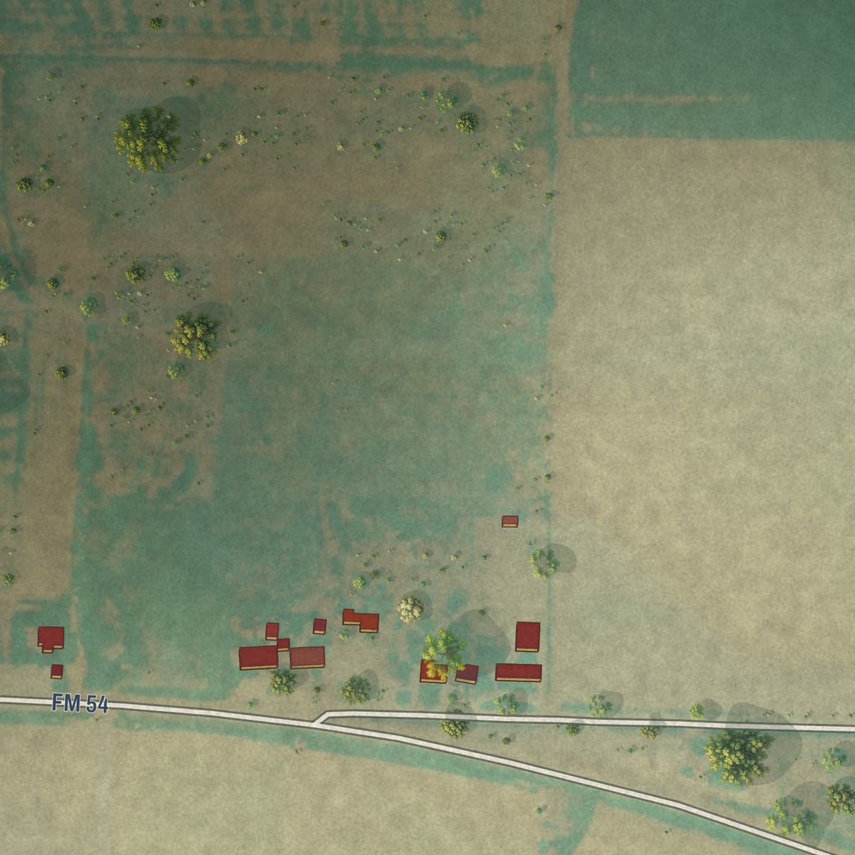 Second close-up of the map of Spade, Texas print showing more streets and buildings